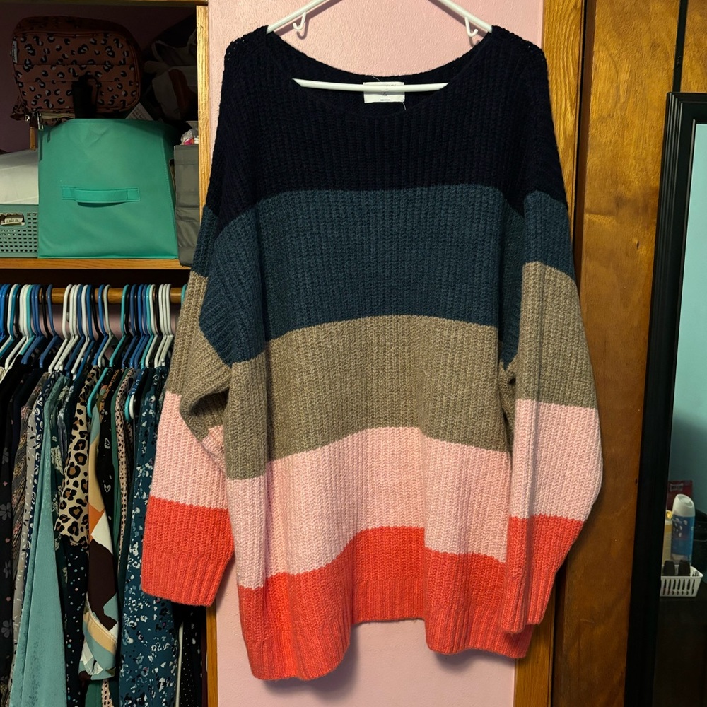 Color Block Long Sleeve Sweater 4x BNWT